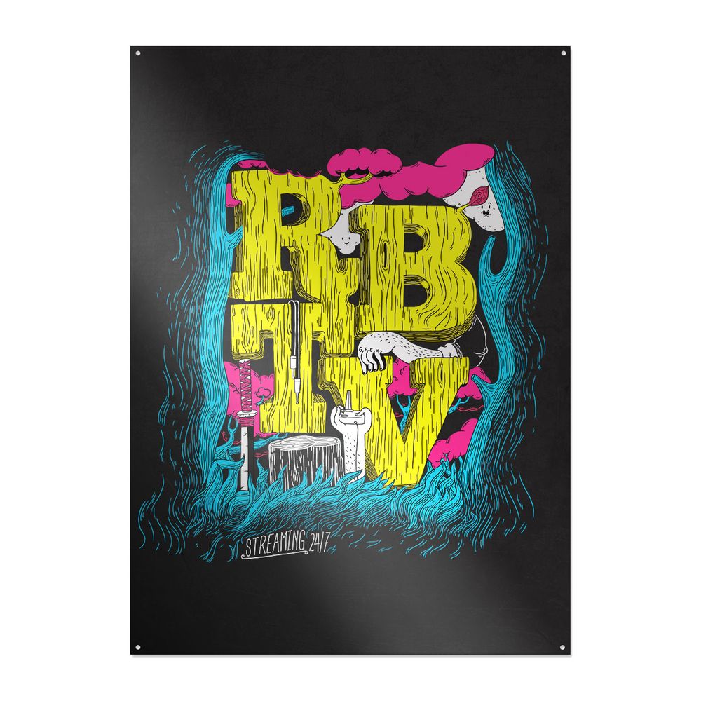 Rocket Beans TV - Wood - Metallschild