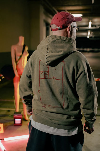 Unisex rktbns "Lost Rooms Hoodie" - washed olive green