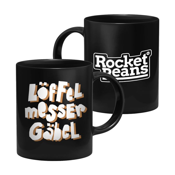 Rocket Beans TV - Löffel Messer Gäbel - Tasse